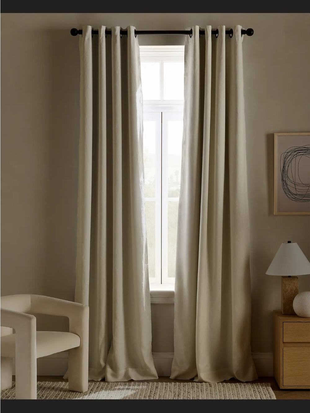 Quince European Linen Grommet Blackout Curtain Single Panel 48x96